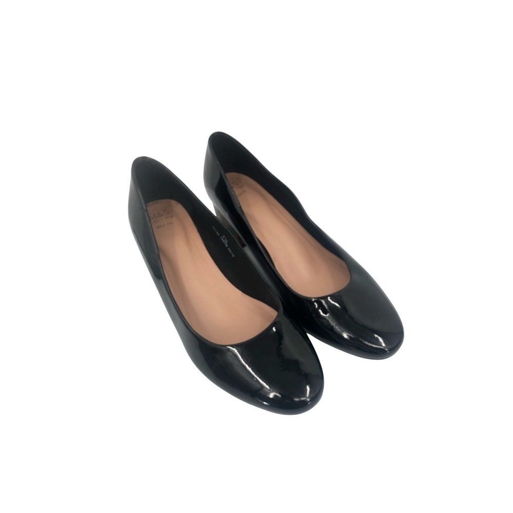 M &‎ S Women's Black patent leather Leopard heel